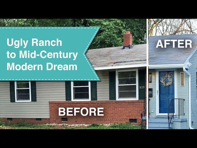 before and after 1960s ranch house exterior remodel