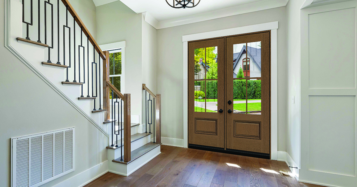 exterior door with glass insert