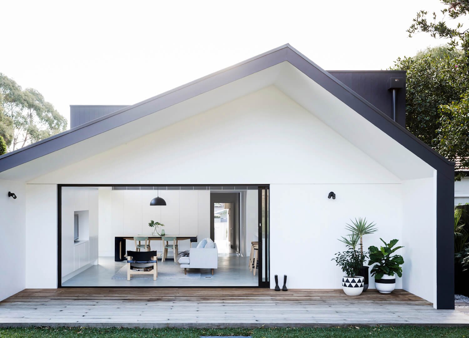 black and white exterior house